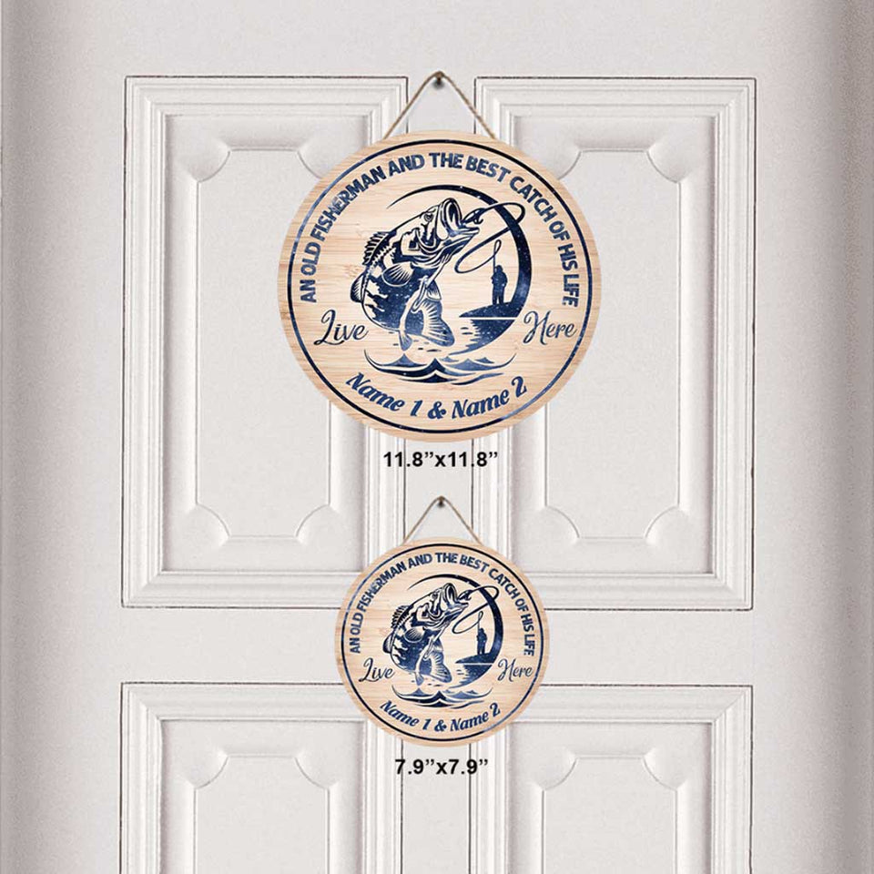 An Old Fishman - Fishing Personalized Round Wood Sign