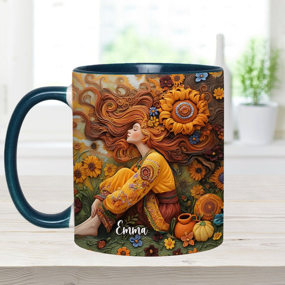 Hippie Girl Hippie Soul Peace Love - Personalized Hippie Accent Mug