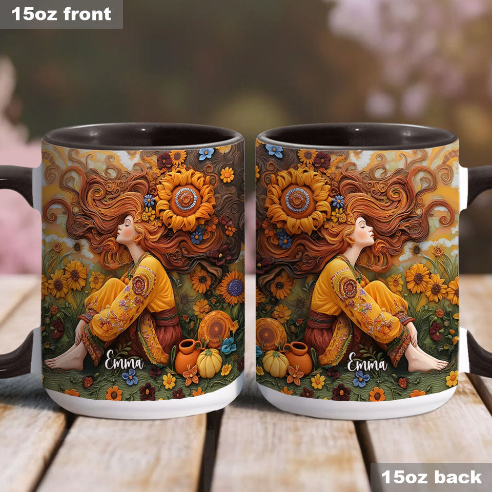 Hippie Girl Hippie Soul Peace Love - Personalized Hippie Accent Mug