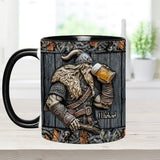 Viking Drinking Beer - Personalized Viking Accent Mug