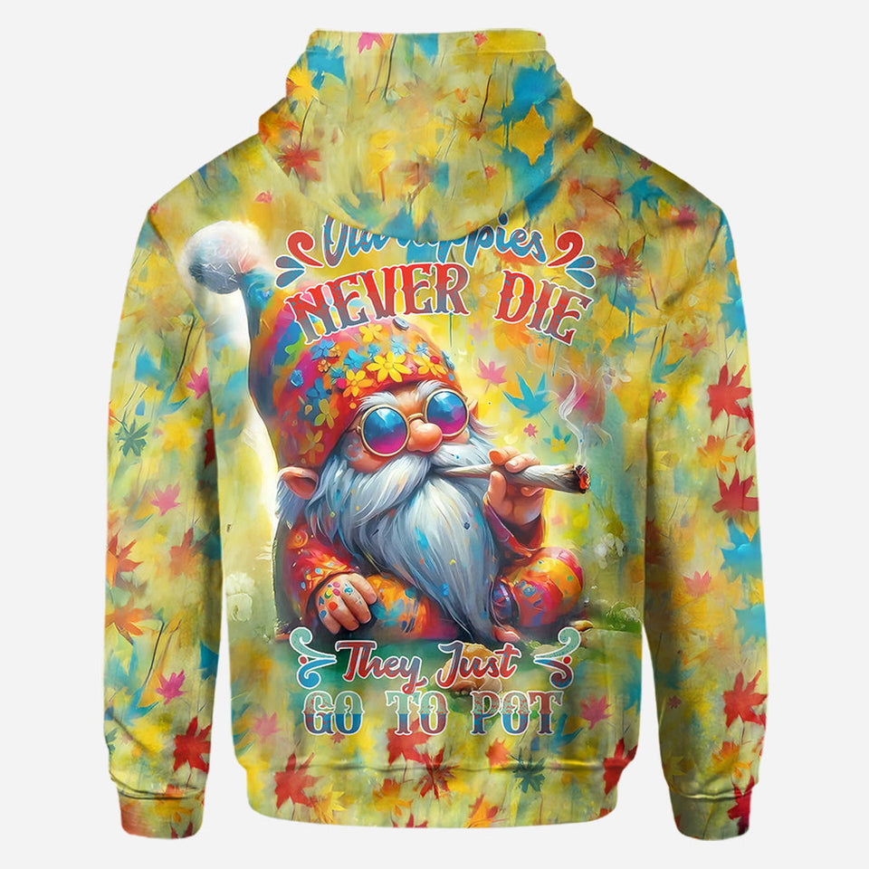 Old Hippies Never Die They Just Go To Pot - Personalized Hippie All Over Shirt