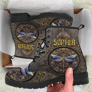 Beautiful Dragonfly - Personalized Dragonfly Leather Boots