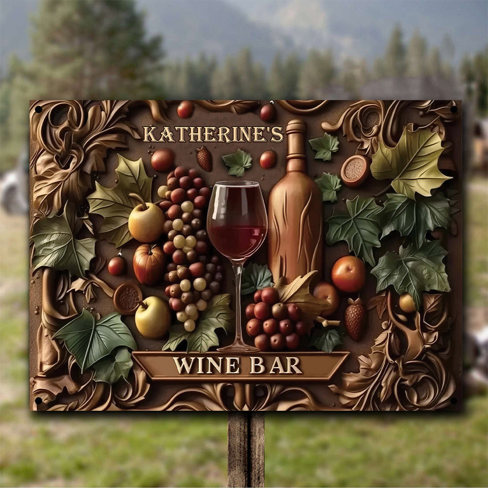 Welcome To The Wine Bar - Personalized Wine Rectangle Metal Sign