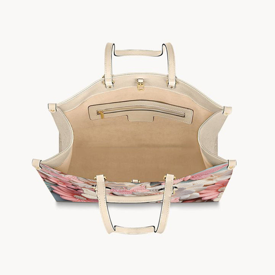 Butterfies And Flowers - Personalized Butterfly Leather Handbag