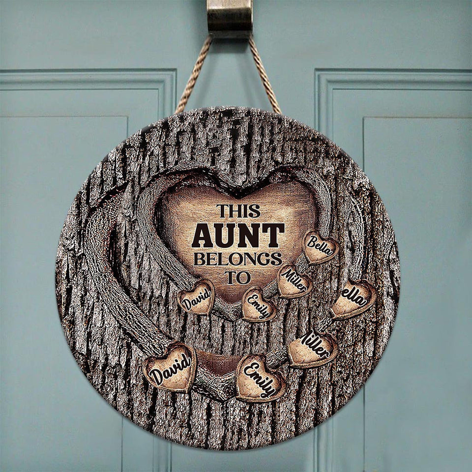 Dad's Heart - Gift for dad, grandma, grandpa, mom, uncle, aunt, brother, sister - Personalized Round Wood Sign