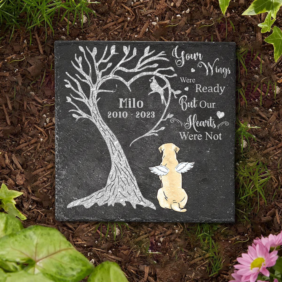 Your Wings Were Ready - Personalized Dog Square Shaped Stone