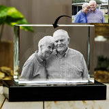 Lampe en cristal 3D cubique gravée au laser avec photo personnalisée - Souvenir personnalisé