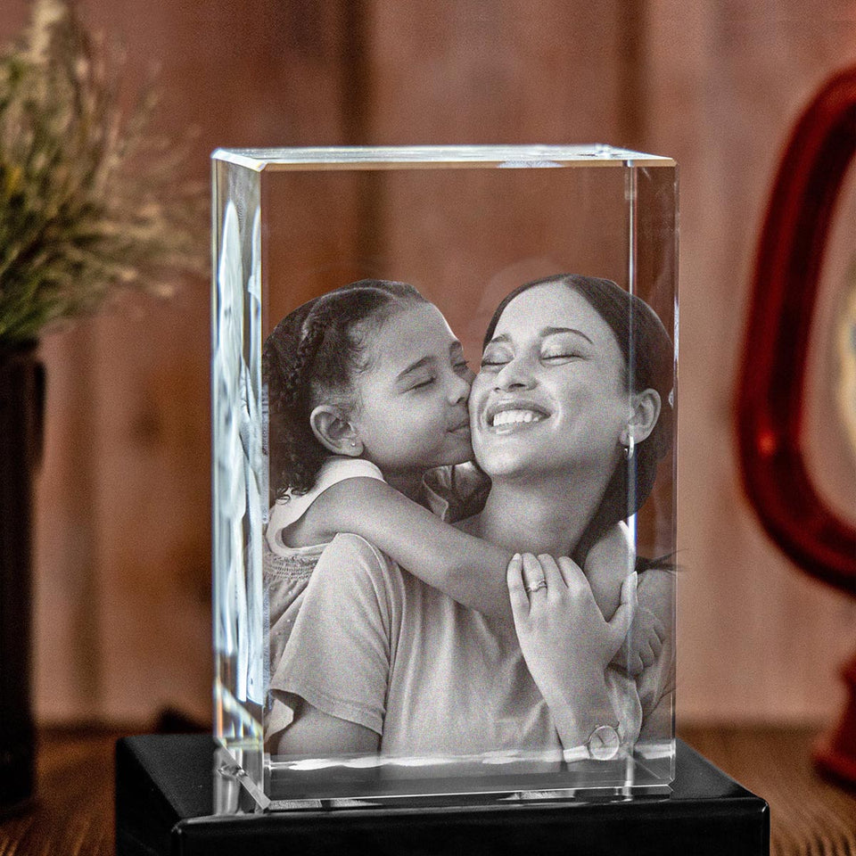 The Bonus Mom - Gift for Step Mom - Personalized Laser Engraving 3D Cuboid Shaped Crystal Lamp