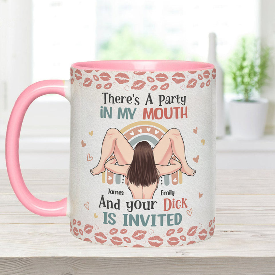 There Is A Party In My Mouth - Personalized Couple Accent Mug