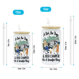 A Girl Her Dog And Her Camper - Camping gift for dog lover - Personalized Can Glass