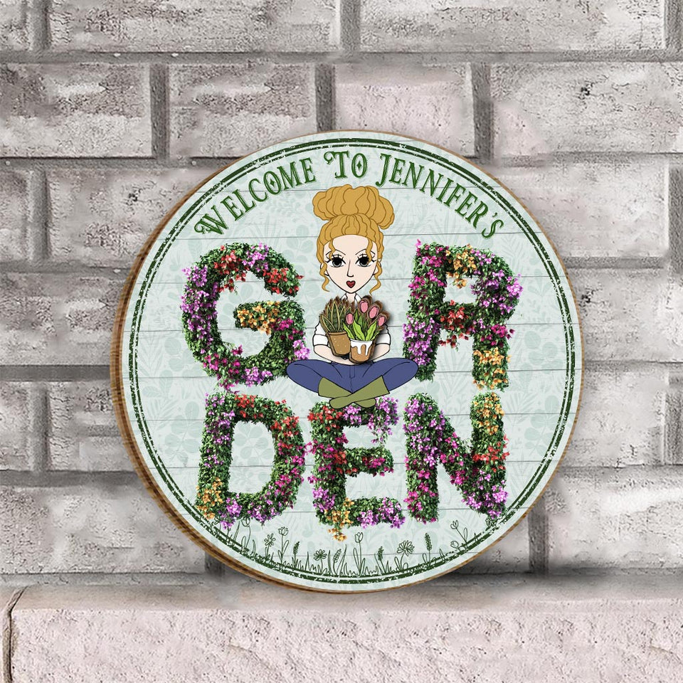 Welcome To My Garden - Personalized Gardening Interchangeable Seasonal Wood Sign