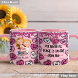 My Favorite Place Is Inside Your Hug Heart Candy - Personalized Couple Accent Mug