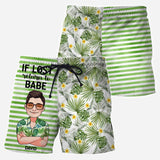 If Lost Return To Babe - Personalized Sea Lover Triangle Bikini Swimsuit And Men Shorts