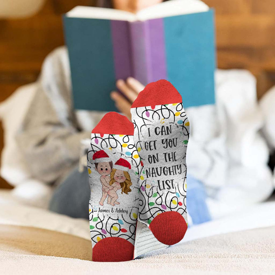 I Can Get You On The Naughty List - gift for husband, wife, boyfriend, girlfriend - Personalized Socks