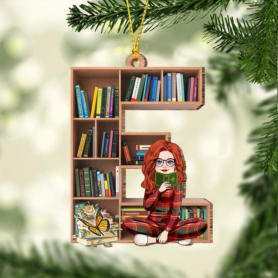 Bookshelf Ornament With Alphabet & Numbers - Personalized Book Ornament
