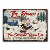 This Campsite Runs On Love Laughter - Couple Personalized Camping Rectangle Metal Sign