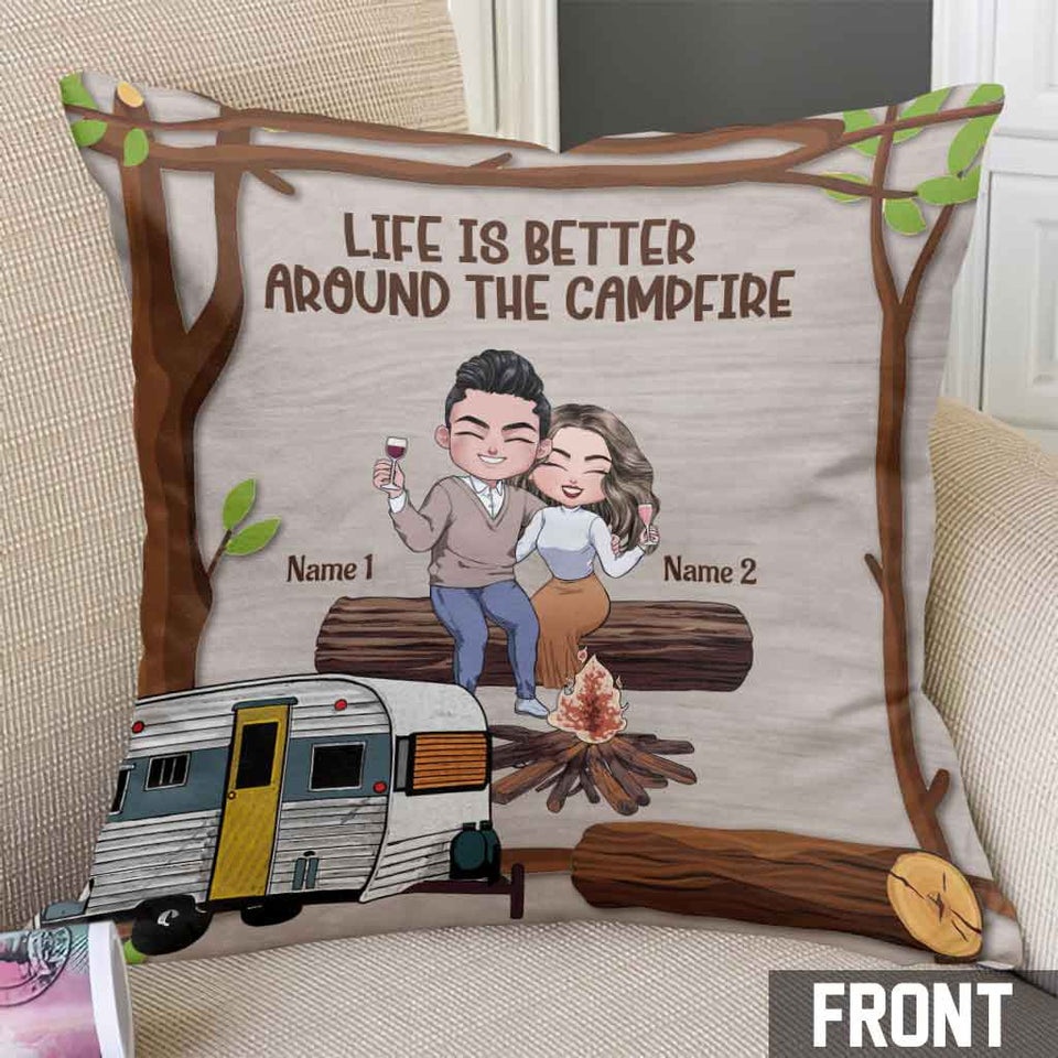 I Just Want To Hold Your Hand Camping Couple - Personalized Camping Throw Pillow