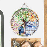 Though Seasons Change - Personalized Couple Round Wood Sign