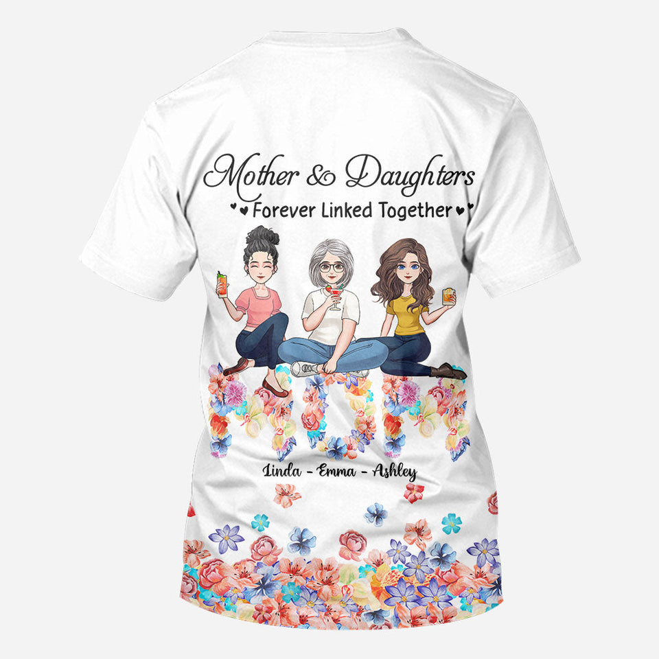 Forever Linked Together Floral Mom - Personalized Mother's Day Mother All Over T-shirt and Hoodie