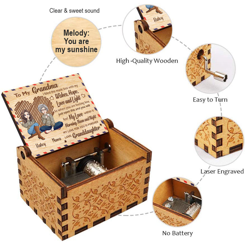 To My Grandma - Personalized Mother's Day Grandma Hand Crank Music Box