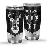 Best Bucking Dad Ever Metal Pattern Print - Personalized Hunting Tumbler
