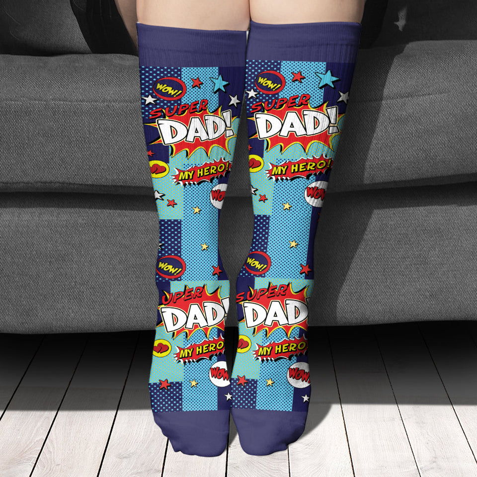 Super Dad - Gift for dad, grandpa, uncle, brother - Personalized Socks