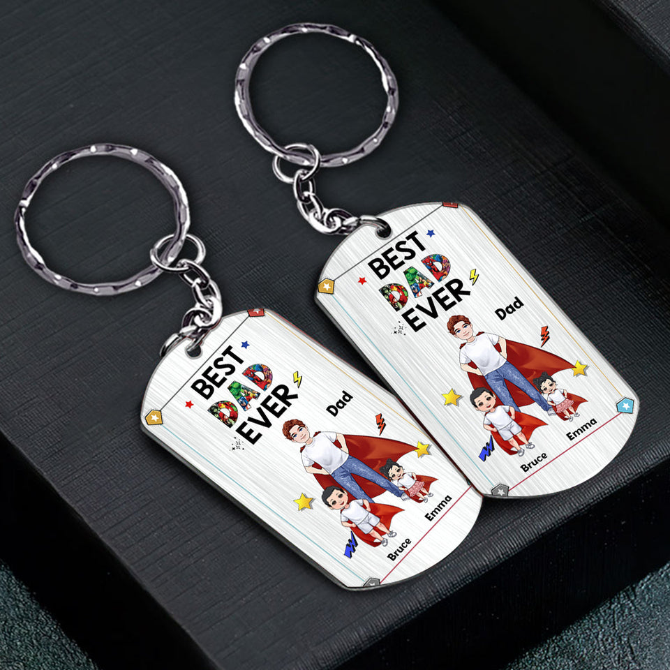 Super Dad Super Mom - Personalized Mother’s Day Father's Day Father Stainless Steel Keychain