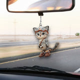 Ready For Adventure - Cat Car Ornament (Printed On Both Sides)
