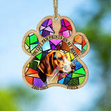 You Left Paw Prints On My Heart - Dog gift for who lose dog, who lose cat - Personalized Suncatcher