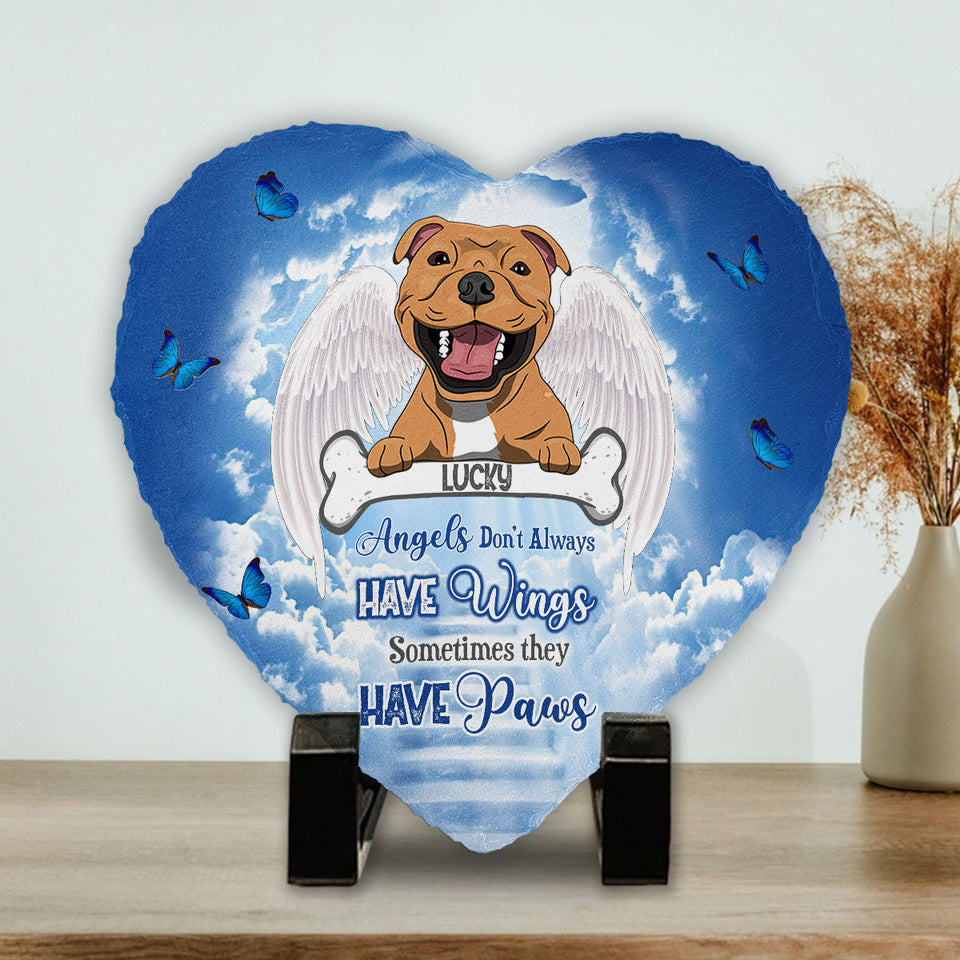 Angels Have Paws - Personalized Dog Heart Shaped Stone