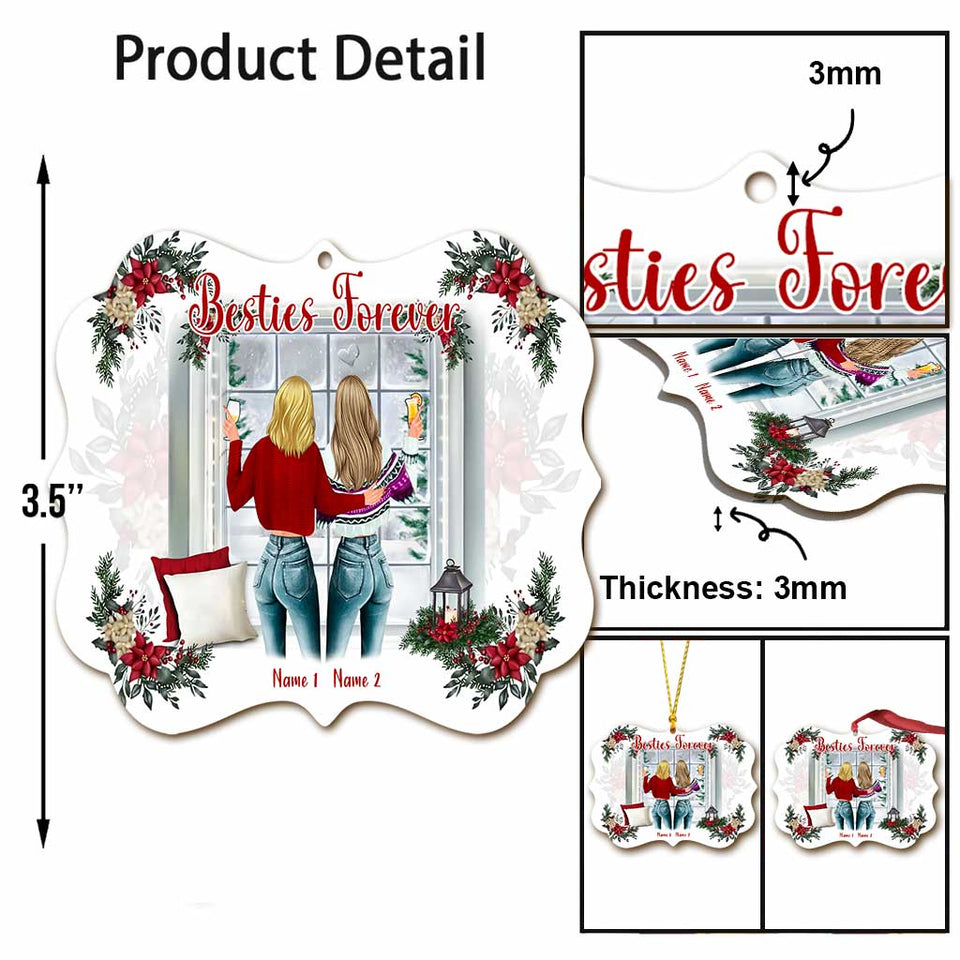 Besties Forever - Personalized Christmas Bestie Ornament (Printed On Both Sides)