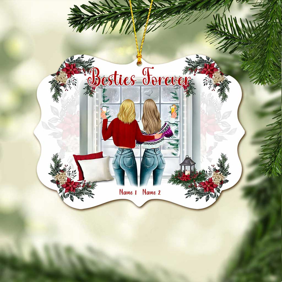 Besties Forever - Personalized Christmas Bestie Ornament (Printed On Both Sides)