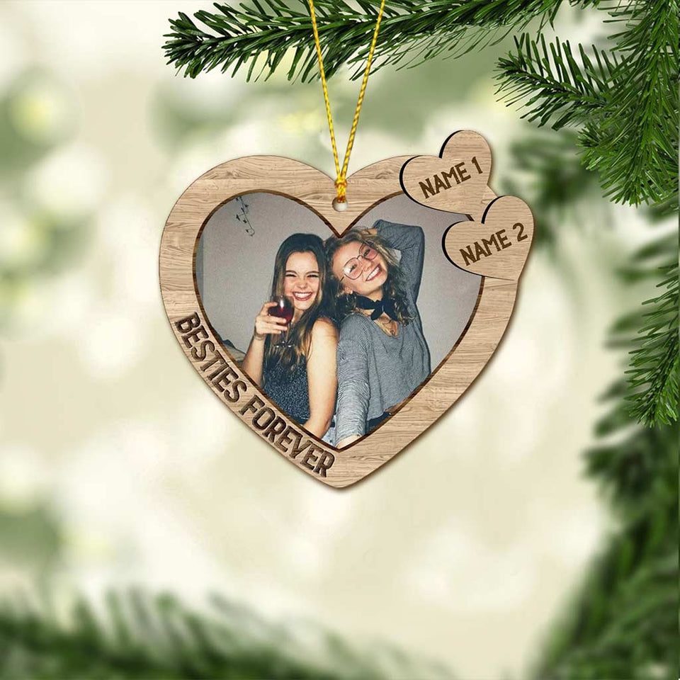 Bestie Forever - Personalized Christmas Bestie Ornament (Printed On Both Sides)