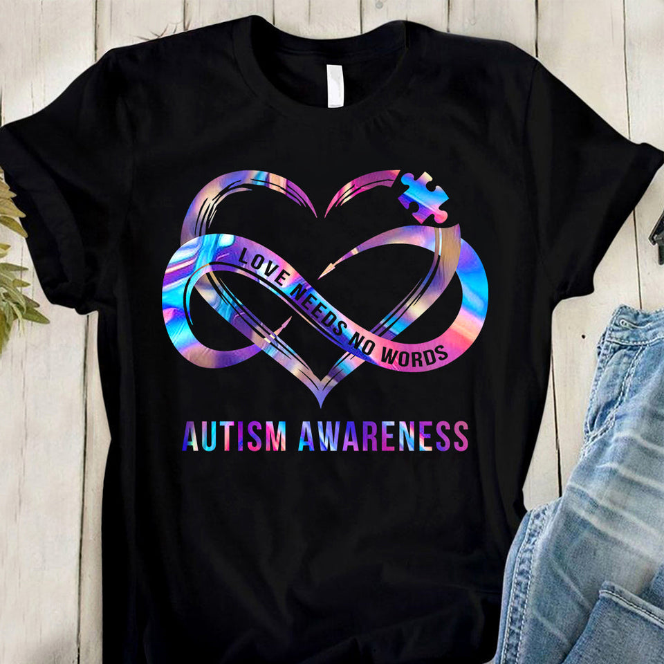 L'amour n'a pas besoin de mots - T-shirt et sweat à capuche de sensibilisation à l'autisme 112021