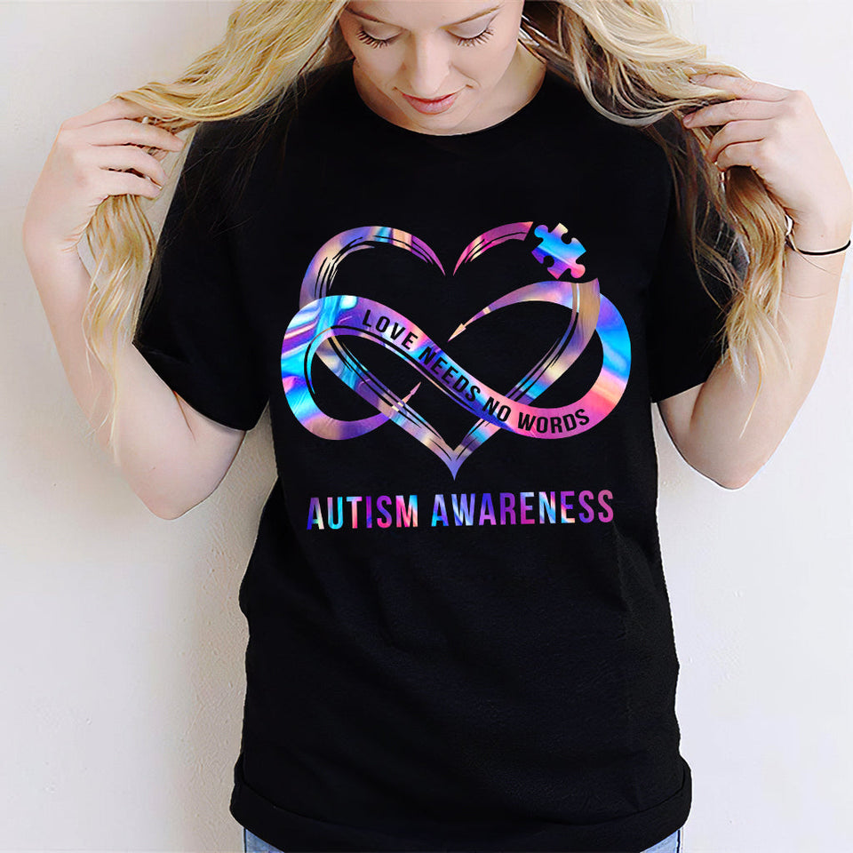 L'amour n'a pas besoin de mots - T-shirt et sweat à capuche de sensibilisation à l'autisme 112021