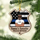 Santa's Favorite Police Officer - Personalized Christmas Layered Wood Ornament