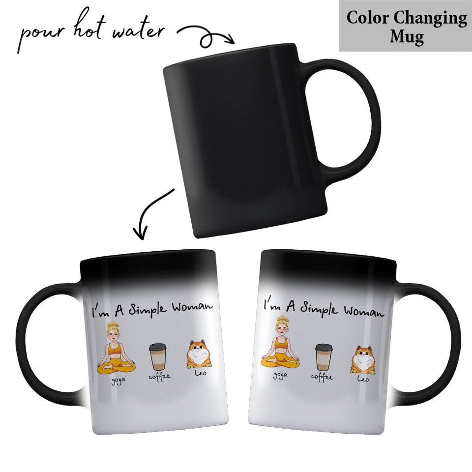 I'm A Simple Woman - Yoga gift for dog lover, cat lover, cat lover - Personalized Mug