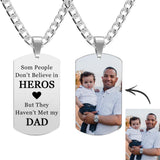 My Hero - Personalized Father Mens Dog Tag Photo Necklace