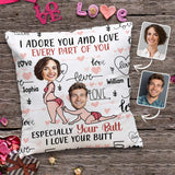 I Adore You And Love Every Part Of You Custom Face Upload Image - Personalized Couple Throw Pillow