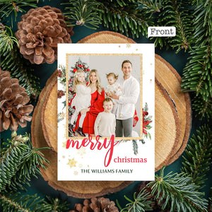 Merry Christmas Gold Glitter - Personalized QR Greeting Card