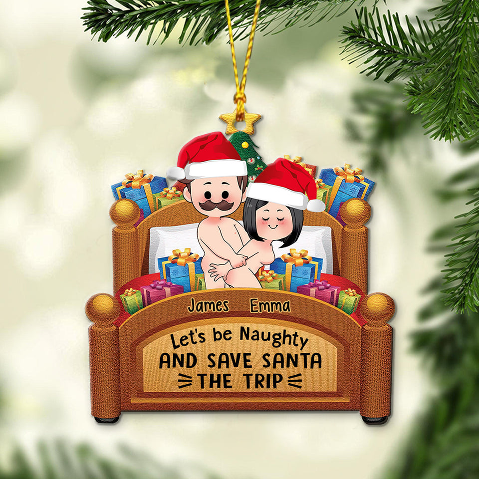 Let's Be Naughty - Personalized Couple Ornament