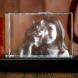 Custom Photo - Personalized Cat Laser Engraving 3D Cuboid Shaped Crystal Lamp