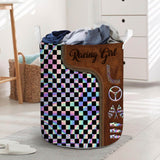 Racing Girl Leather Pattern Print Storage Basket