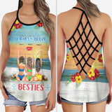 I Love You To The Beach And Back - Personalized Bestie Cross Tank Top