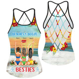 I Love You To The Beach And Back - Personalized Bestie Cross Tank Top