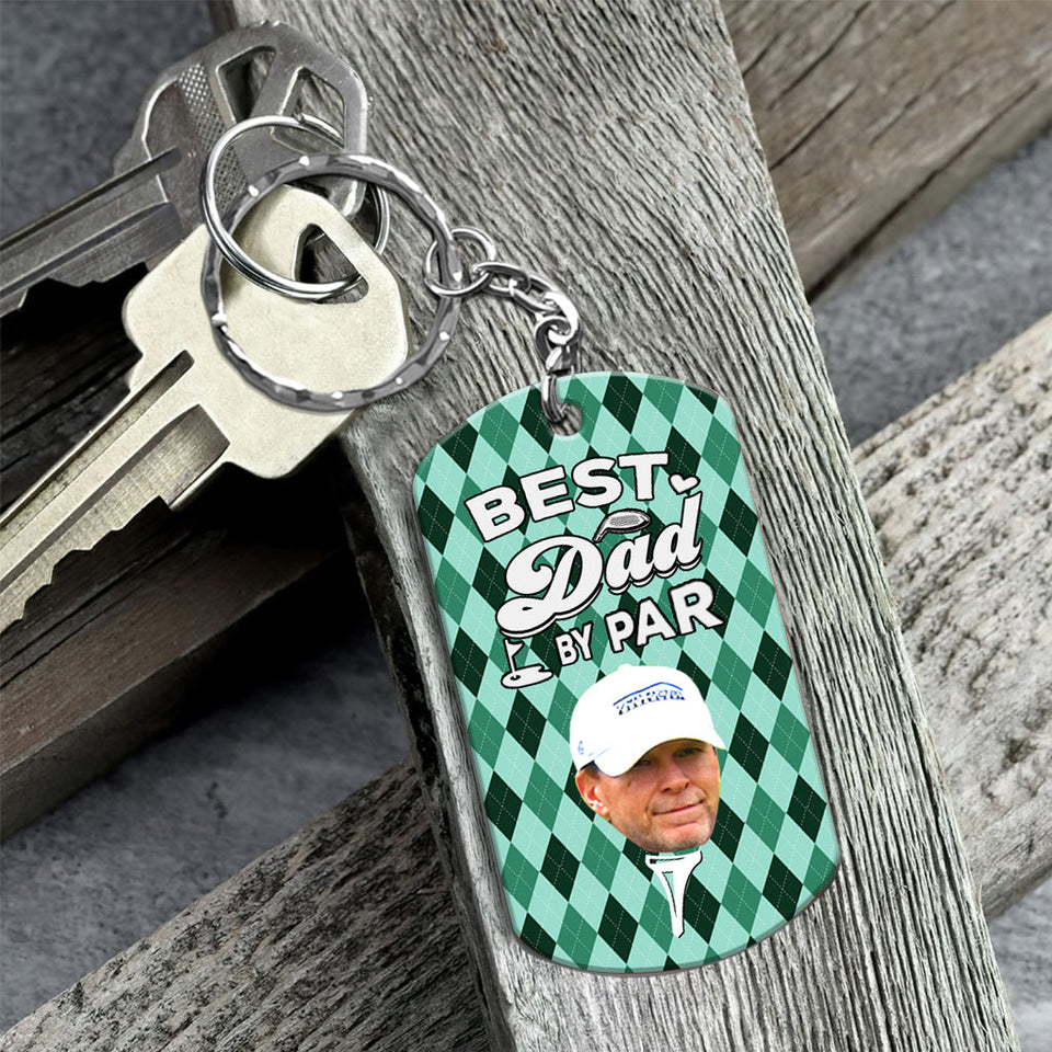 Best Dad By Par - Golf gift for dad, him, boyfriend, husband, grandpa - Personalized Stainless Steel Keychain