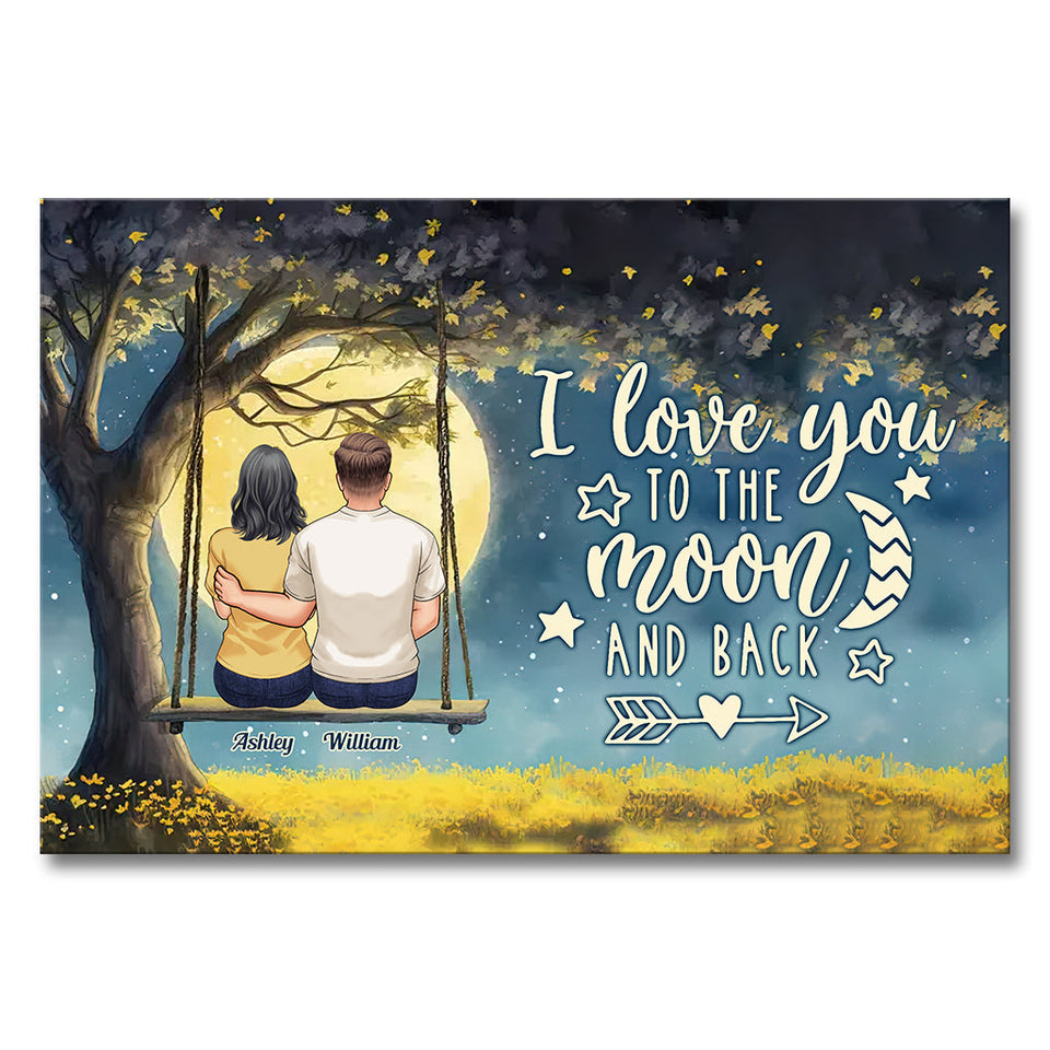 To The Moon And Back - Personalized Couple Canvas and Poster