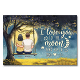To The Moon And Back - Personalized Couple Canvas and Poster