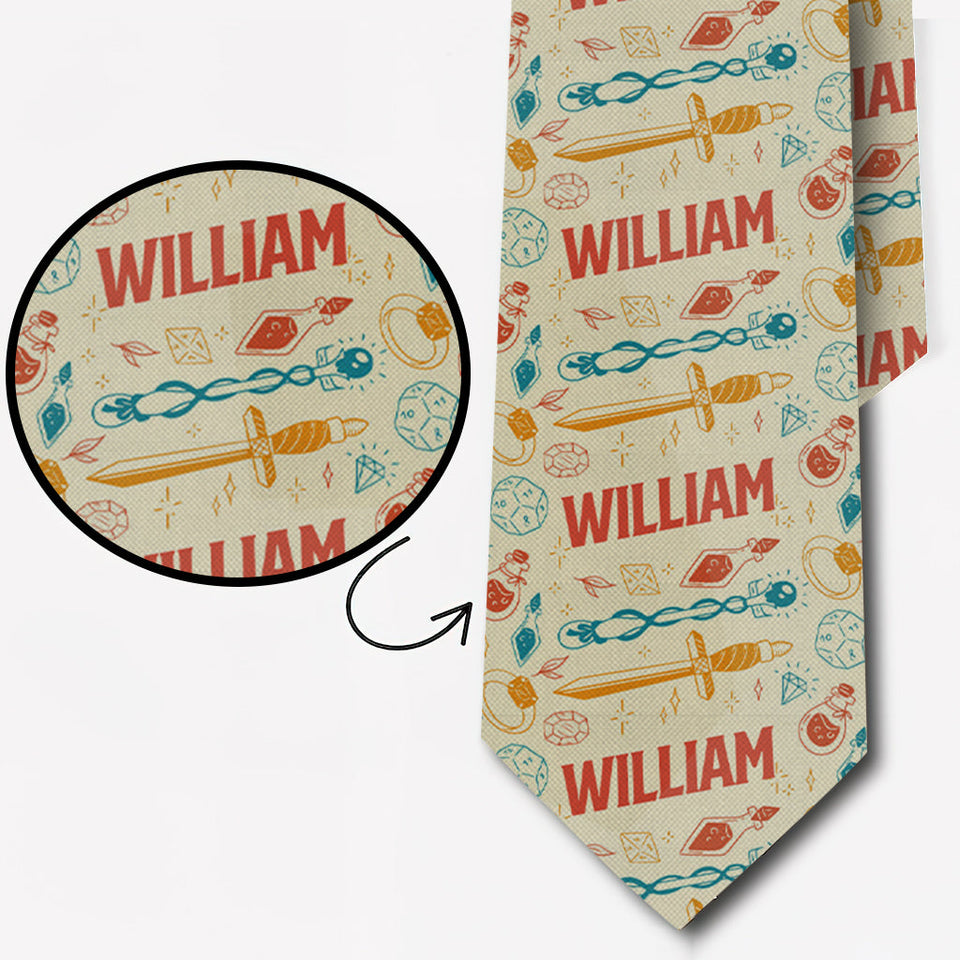 Cool Dungeon Dad - Personalized RPG Necktie