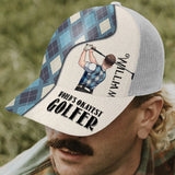 World's Okayest Golfer - Personalized Golf Trucker Hat (White Mesh)